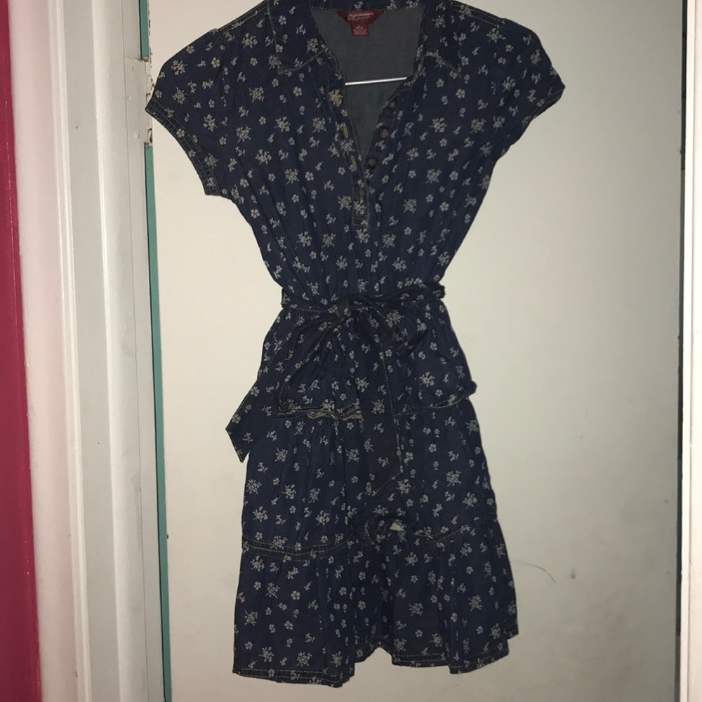 Girls Flower Jeaned Printed Dress Size 10/12